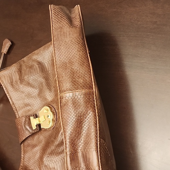 Talbot's Croc Embossed Brown Leather Bag Vintage NWOT - Picture 5 of 14